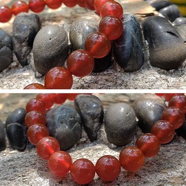 chengmu 8mm Red Agate Stretch Bracelet for Women Natural Round Beads Semi Gemstone for Crystal Elastic Beaded Bracelet 7.5"