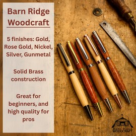 Slimline Pen Kit for Wood Turning || 10 Pack with Multiple Finishes || 7mm Twist Pen Kit