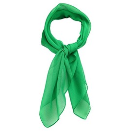 TigerTie Fine Women's Chiffon Velour Scarf in Plain Colour 58 cm x 58 cm - Green