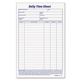 TOPS 30041 Daily Time Sheets, 6-Inch x9-1/2-Inch, 100 Sheets/Pad, 2PD/PK, White