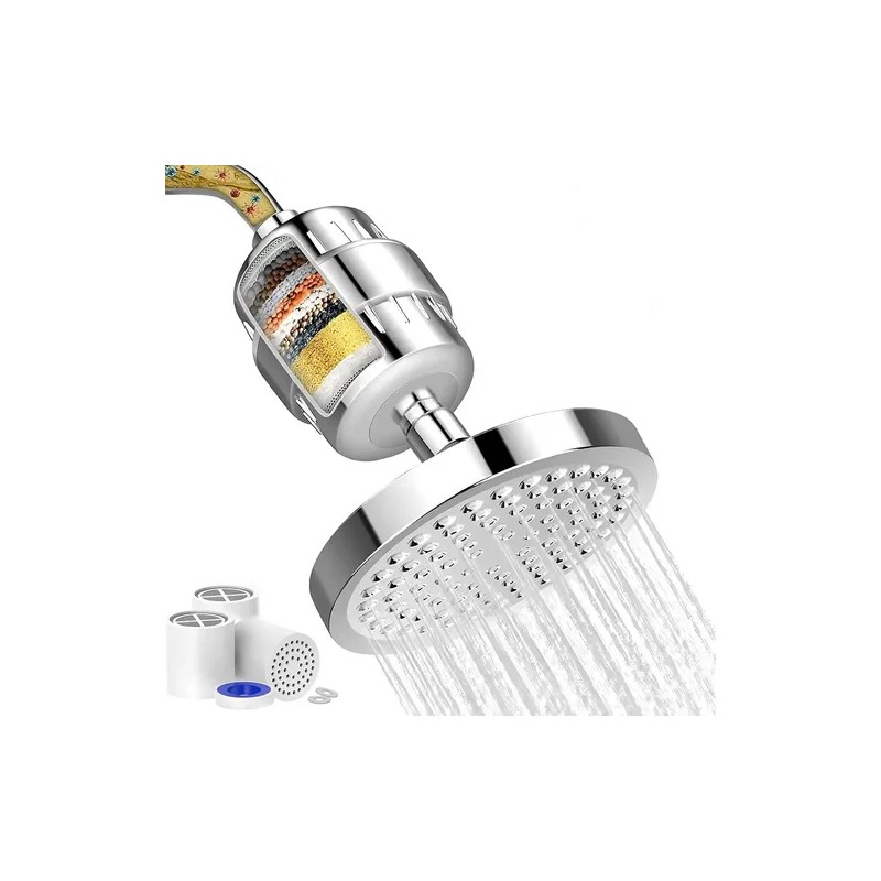 Cabezal De Ducha 6'' Filtrado Regadera 20 Etapas 3 Filtro