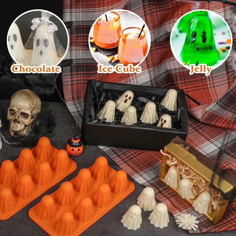 2 Pack Ghost Silicone Mold Chocolate Candy Pumpkin Silicone Mold