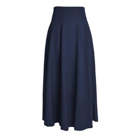 Maxi Skirt Women's High Waist Pockets with Side Slit, Long A-Line Skirt, 0 Navy Blue, xl