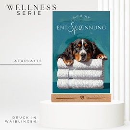 siviwonder Dog Sign Bernese Mountain Dog Relaxation Dog Sign Decorative Bathroom Wooden Stand Dog