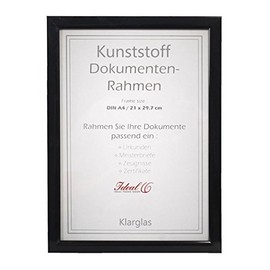 Ideal Document Picture Frame 21 x 29.7 DIN A4 Certificate Master Letter Certificates Colour: Black or Stand 3 Glass
