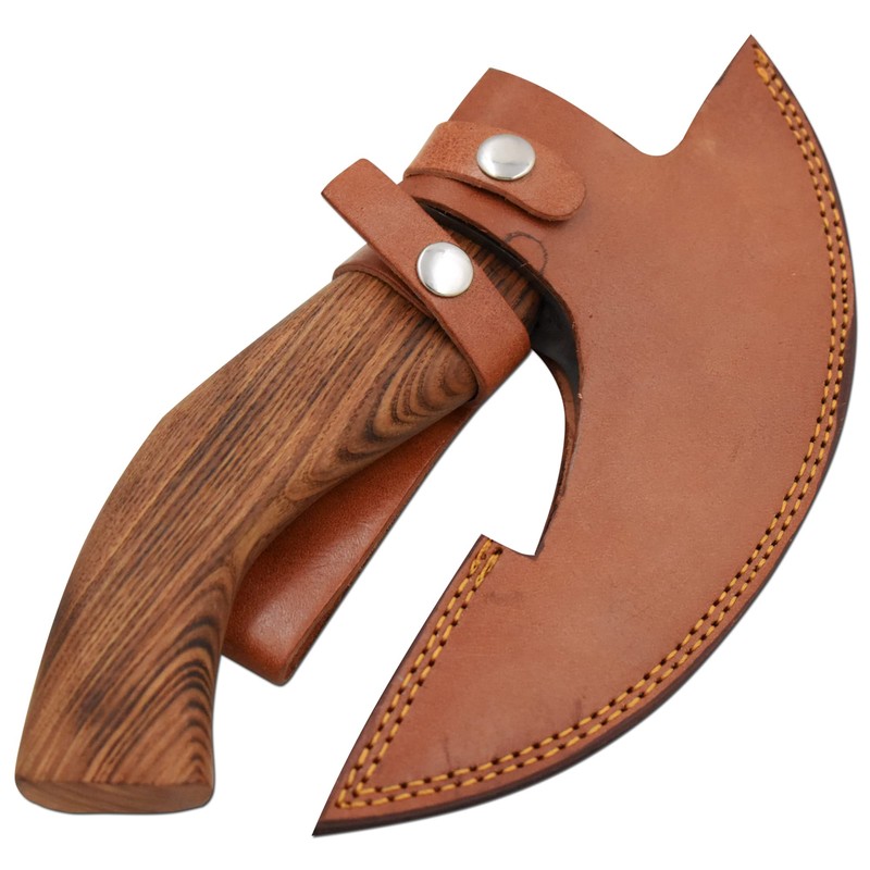Handmade Ulu Kitchen Mini-Axe Knife Rose Wood Handle Comes with