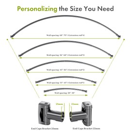 AmazerBath Arched Curved Shower Curtain Rod, 20-79 Inches Heavy Duty Shower Rod Rust Proof Bathroom Curtain Rod, Adjustable Telescoping Design Easy Segmented Installation, Need to Drill, Black