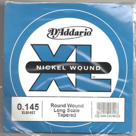 D'Addario XLB145T Nickel Wound Bass Guitar Single String, Long Scale, .145, Tapered