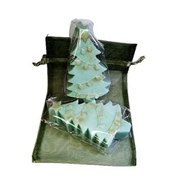 Christmas Tree Shaped Mistletoe Pine Scented Soaps - Goatmilk & Shea Butter - 2 Pack
