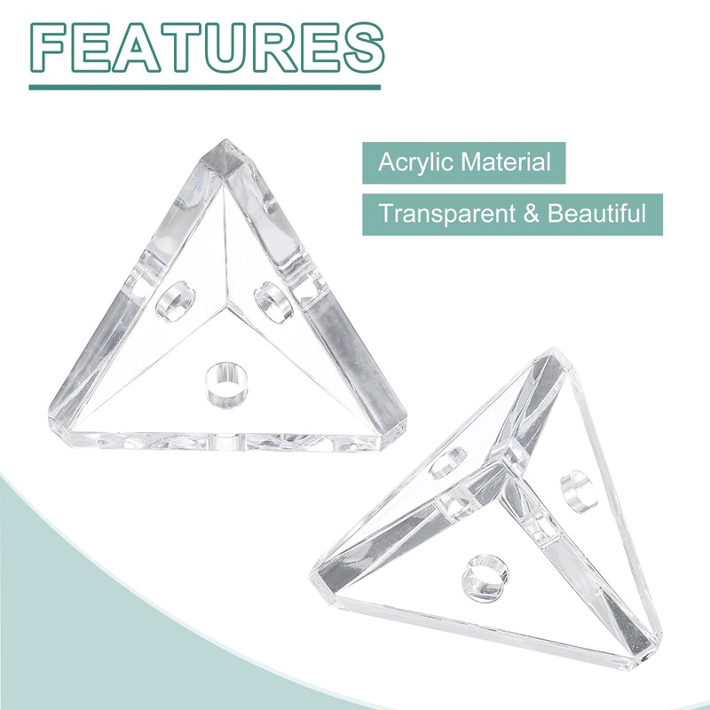 uxcell 12 Set Acrylic Corner Bracket, 3-Hole Triangle Corner Connector