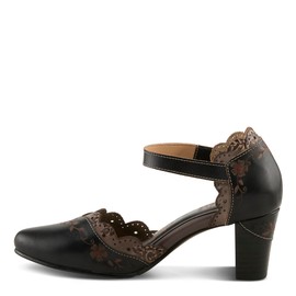 Spring Step L'Artiste Sayyes Mary Jane Heels | Baroque-Inspired Leather Pumps with Floral Embroidery BLACK MULTI EU 35 / US 5