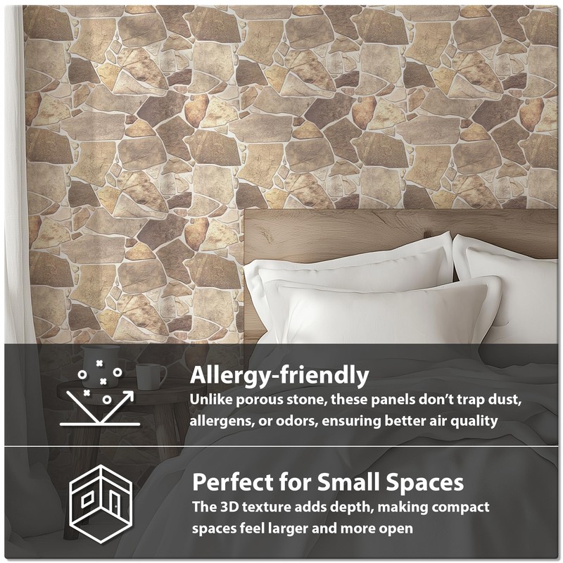 CONCORD WALLCOVERINGS ™ Sample - Retro-Art 3D Faux Stone Wall