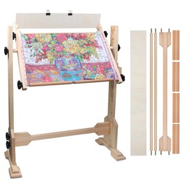 Needlework Table and Adjustable Embroidery Stand, Cross Stitch Hoop Stand, Beech Wood Tapestry Cross Stitch Embroidery Frame Holder(54.5x41.6 cm (21.5" x 16.3")) and(112.5x41.6 cm (44.3" x 16.3"))