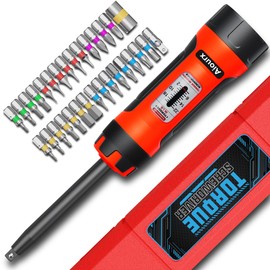 Aiourx Torque Screwdriver Wrench Set, 2-22 Inch Pounds lbs, 2 in-lb Increment, 32 Pcs 1/4" Drive Torque Screwdriver Wrench with S2 Steel Bits for Bicycle Mechanics and Mounting