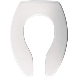 BEMIS 3155SSCT Commercial Open Front Plastic Toilet Seat, Extra Heavy Duty Industrial No Slam Seat without Lid, Secure Installation, Made in USA, Elongated, White