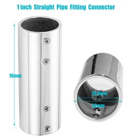 2PCS Straight Pipe Fitting Connector,WETOUN 1 Inch Malleable 316 Stainless Steel Cast Hand Rail Fitting Tube Connector,Heavy Duty Pipe Nipples Connector Spare Part for Boat Yacht/DIY project