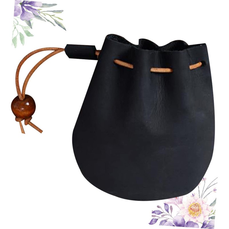 STOBOK Mens Coin Pouch Leather Coin Bag Small Drawstring Pouch