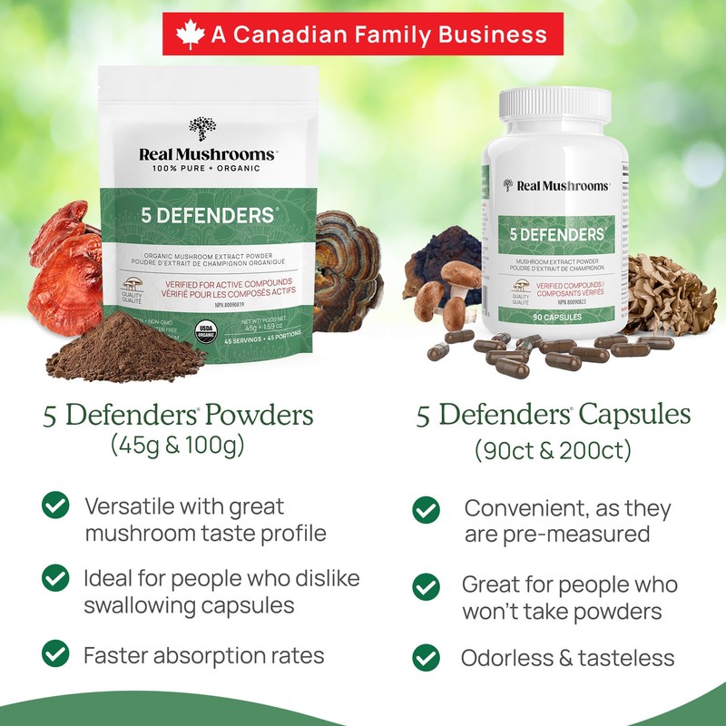 Real Mushrooms Real Mushrooms 5 Defenders Capsules - Organic Mushroom