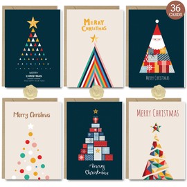 Christmas Cards 2024, Christmas Cards Pack 36, Boxed Christmas Cards with Envelopes, Ecofriendly Xmas Cards Multipack for Family Friend Colleague Business Partners, Foldable Greeting Cards, Art Style