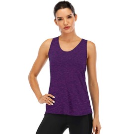 ICTIVE Workout Tank Tops for Women Sleeveless Yoga Tops for Women Mesh Racerback Tank Tops Muscle Tank Workout Tops for Women Backless Running Tank Tops Activewear Gym Tops Dark Purple L