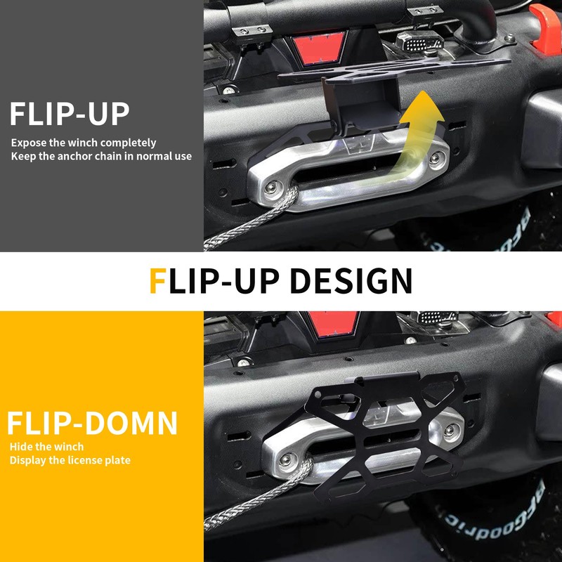 RERPRO Flip-Up Front License Plate Frame Bracket Holder for 10"