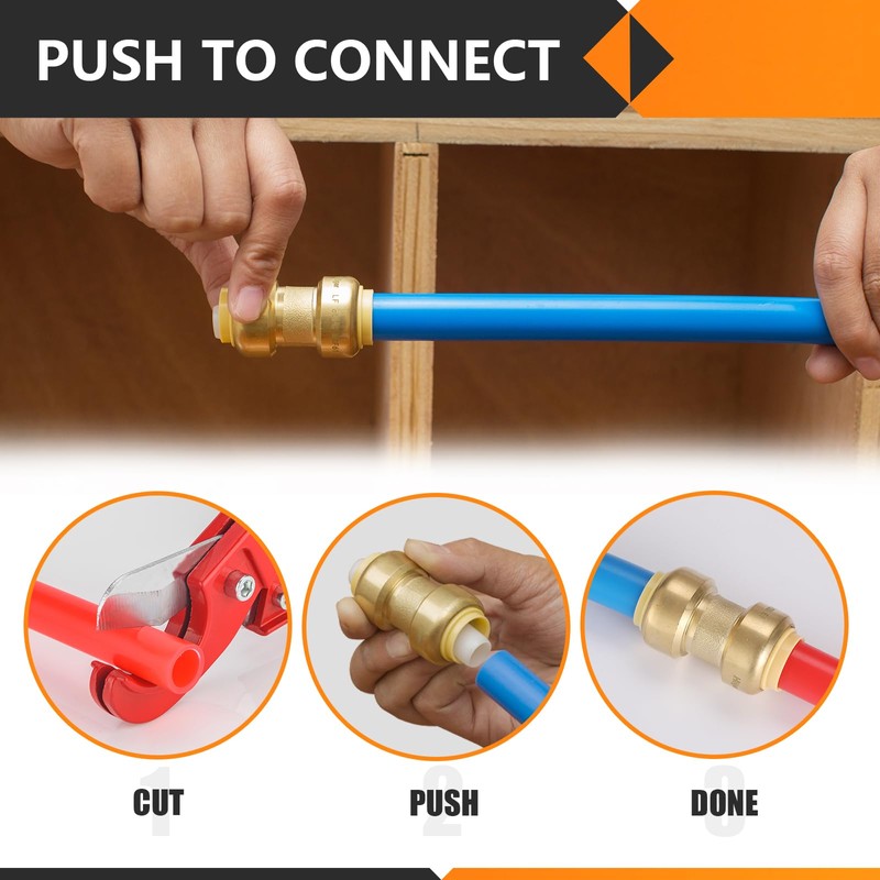 10-Pack HeSun Pushfit 90 Degree Elbow, 1/2"x1/2" Push to Connect