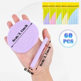 Dokpav 60 Piezas Esponja Facial Comprimida Redonda, Esponjas Faciales Limpieza, Esponja de Eliminación de Maquillaje, Esponjas de Celulosa, para Limpieza Facial, Exfoliating