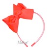 Little Girls Neon Headband With Side Grosgrain Bow- Neon Orange