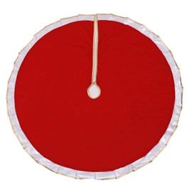 Sattiyrch Christmas Tree Skirt with Gold Rim 36",Flannelette Santa Reindeer Decoration for 6Ft/7.5Ft Xmas Tree