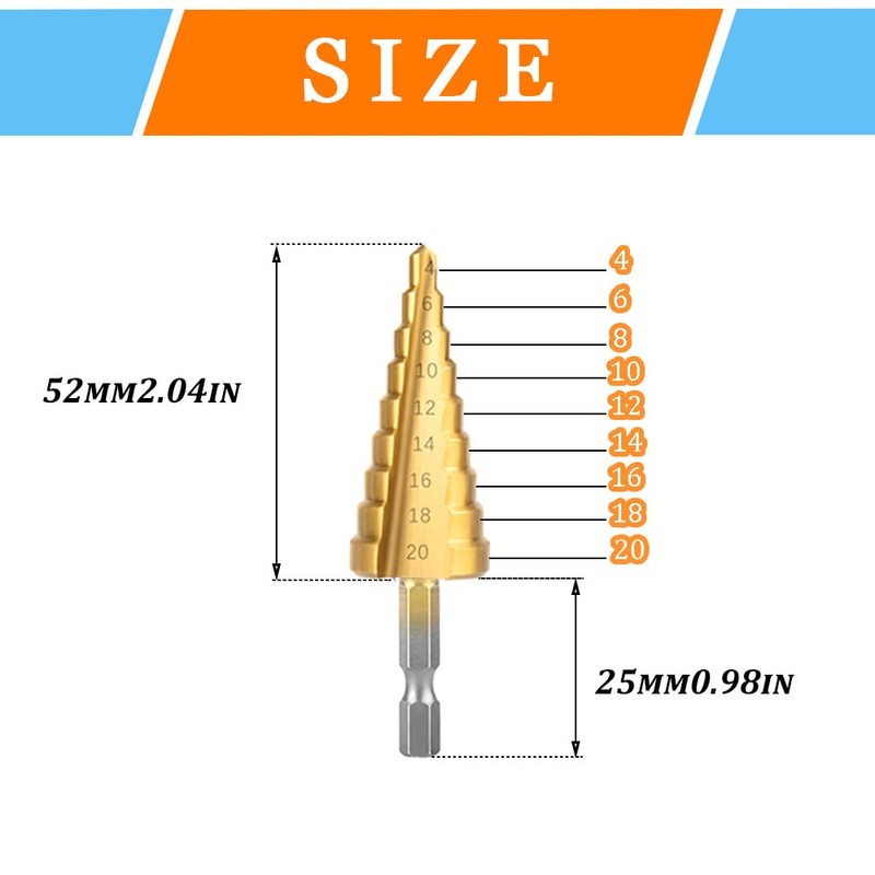 Hocansen 3 Pcs Step Cone Drill Bits Counter Sink Drill