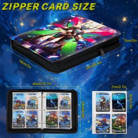 Trading Card Album, Scrapbook for Cards, 50 Pages, 400 Cards Capacity Album, Scrapbook with Zip, Waterproof PU Leather, Compatible Various Cards, Album Binder for Children, Boys, Girls