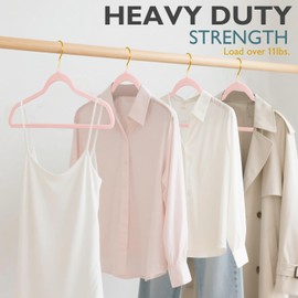 ManGotree Velvet Coat Hangers, Non-Slip Felt Suit Hangers, Ultra-Slim Space Saving Clothes Hanger with 360° Swivel Golden-Plated Hook, 36 Pack (Light Pink)