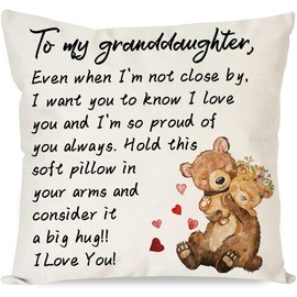 HIUCUS to My Granddaughter Throw Pillow Cover, 18 x 18 Inch Gifts for Girls Granddaughter Birthday Cushion Case from Grandparents Grandmothers Cushion Cover for Sofa Living Room Bedroom Decor BZ04