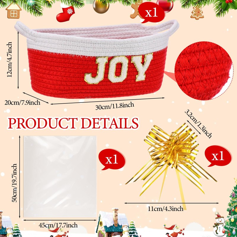 1 Set Christmas Gift Basket Empty Small Woven Rope Basket