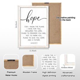 3Pcs Framed Faith Hope Love Wall Art, Bible Wooden Wall Decor, Inspirational Christian Verses Hanging Sign for Home Living Room Bedroom Office (16x11 Inch)