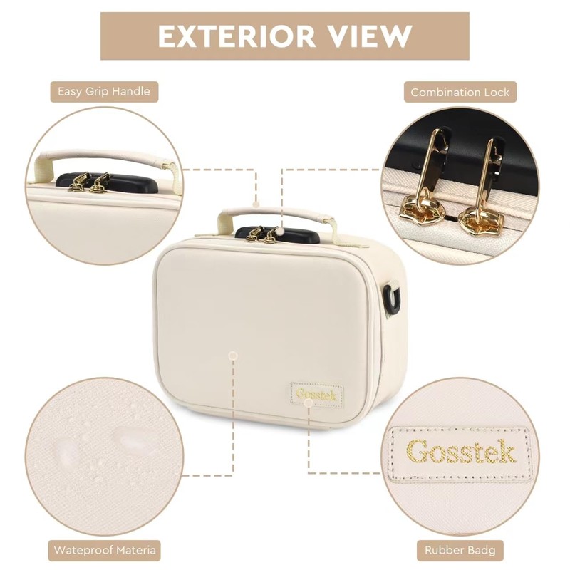 Gosstek PU Leather Smell Proof Bag with Combination Lock, Childproof