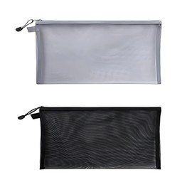 Clear Pencil Case for GCSE Exams, 2pcs Transparent A4 School Stationery Organizer with Zipper for GCSEs & University Tests