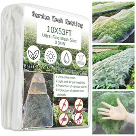 Garden Netting,10x53Ft Ultra Fine Mesh Netting Protection Plant Cover,Insect Netting for Garden,Reusable Barrier Protection Mesh for Protect Vegetables Plants Fruits Flowers Crops from Animals
