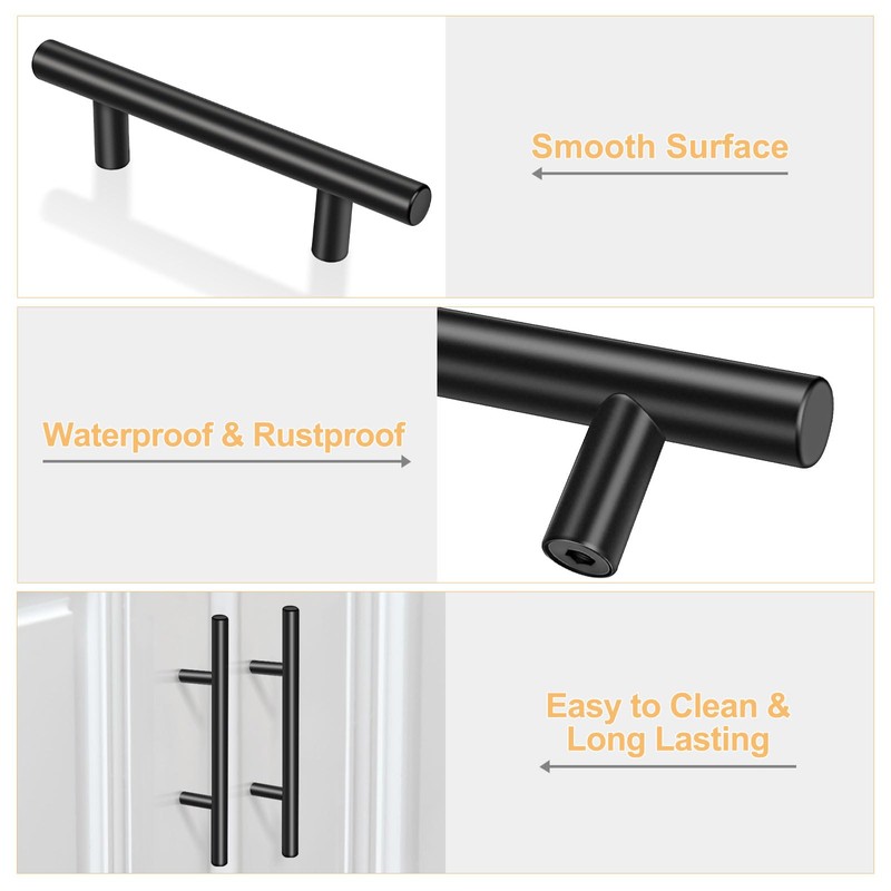 Onateel 30 Pack 5 Inch Cabinet Handles Matte Black Cabinet