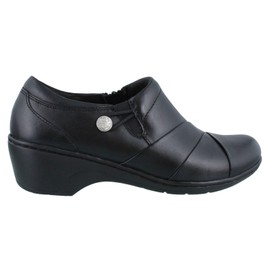 Clarks Women's Channing Ann Slip-On Loafer, Black Leather, 9 Wide