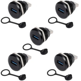 PENGLIN Pack of 5 USB 3.0 Female to Male Panel Mount Adapter, USB 3.0 Type A Panel Mount Adapter, USB 3.0 Pass-Through Adapter Converter