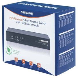 Intellinet 5-Port PoE Switch - with 4 Gigabit POE Ports and 1 x Gigabit PoE Input, Gigabit PoE Output, 68W Power Budget via AC Power 60W & 26W Power Budget via PoE PD, 3 Yr Mfg Warranty - 561082