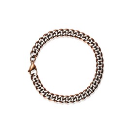 TGNEL Stainless Steel Brown & Brushed Texture Cuban Chain Bracelets for Men Women, Nickel-Free, Hypoallergenic Jewelry 8mm Bracelet Length 8.6"