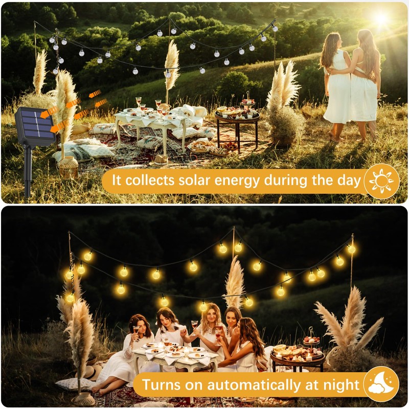 Solar Garden Lights Outdoor, 26.6Ft 30LED Solar String Lights, Solar