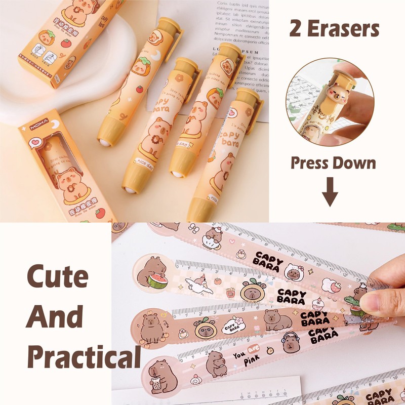 RHUIOKJLDF Cute Capybara Stationery Gift Set ballpoint pens, pencil cse,