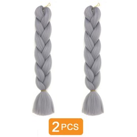 Traziewell Braids Extensions Hair Pre Stretched Braiding Hair Easy Braid Synthetic Fibre Crochet Hair Extension Braid Hair Sliver Grey 1815