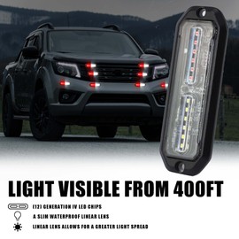 WINECO Strobe lights for vehicles,12 LED Surface Mount Grille Police Lights Kit,Emergency Safety Warning Flashing Grille Cop Lights for Volunteer firefighters Emergency Vehicles Trucks 8PCS Red White