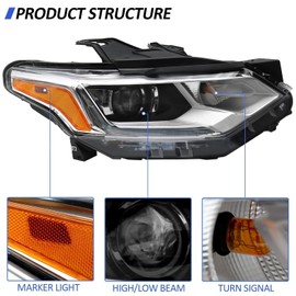 LEAVAN HID Headlight Assembly Fit For 2018 2019 2020 2021 Chevy Traverse Head lamps LED DRL Projector OE Style Factory Front Light Xenon Headlamp (Passenger Side)