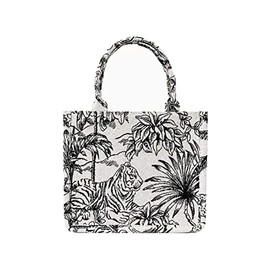 Fashion luxury tote bag cotton linen one shoulder handbag large capacity jacquard embroidery retro exquisite graffiti(S)