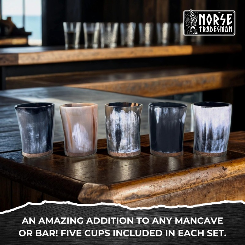 Norse Tradesman Ox-Horn Shot Glass Set (5) - 2 oz